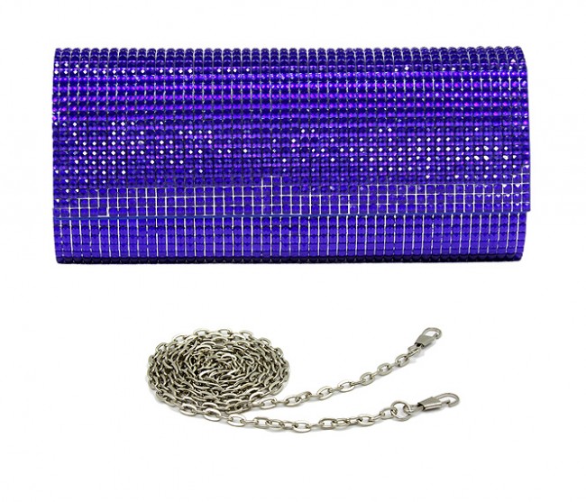 Evening Bag - Jeweled Acrylic Beads w/ Flap – Blue – BG-100317BL